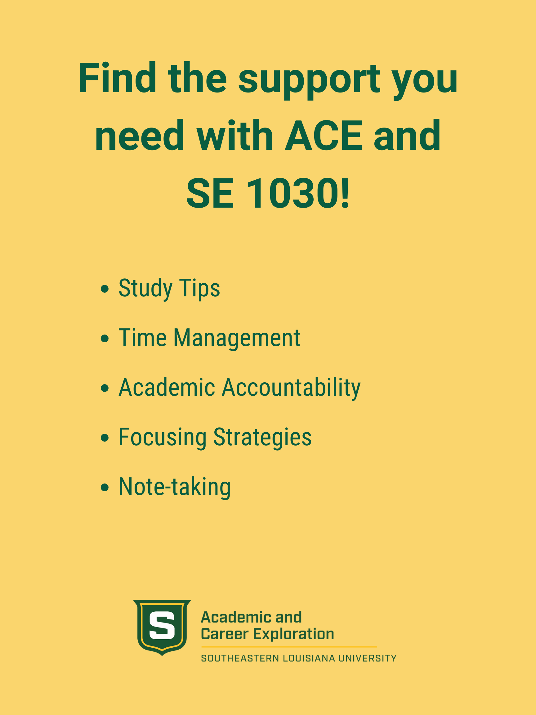 Find the support you need with ACE and SE 103