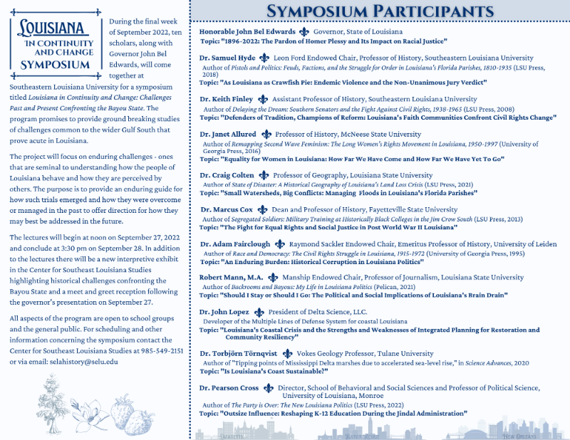 Back page of the symposium brochure