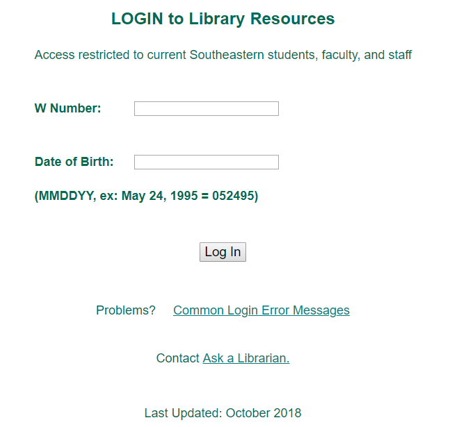 graphic of library resource login screen
