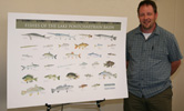 Kyle Piller displays Lake Pontchartrain Basin fish poster