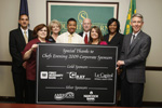 Stacie Richardson and Ronaldo Hardy of La Capitol Federal Credit Union and Kristin Williams, First Guaranty Bank; back row, Darryl Ferrara and Cindy Shelton, Hancock Bank; Stan Dameron, American Bank and Trust; and Cheryl Brumfield, First Guaranty Bank