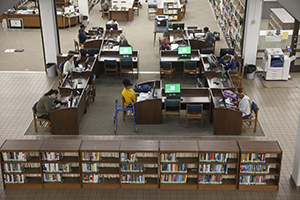 Open Space with computers on first floor of Library