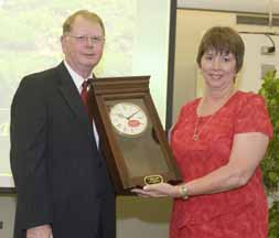 President Moffett and Barbara Hyde, 35-year service award