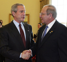President George Bush, El Salvador Minister of Finance William J. Handal