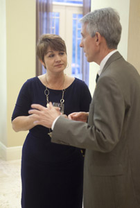 Sandra Woodley and President John L. Crain