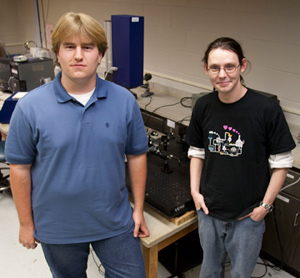 Physics majors Christopher Schneider (left) and Richard Williams