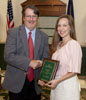 Carrie McPhail of Denham Springs was among the Southeastern Louisiana University students recognized at the College of Business’s annual honors convocation May 3. McPhail received the Distinguished Graduate in Supply Chain Management Award. Congratulating her is Dean Randy Settoon. 