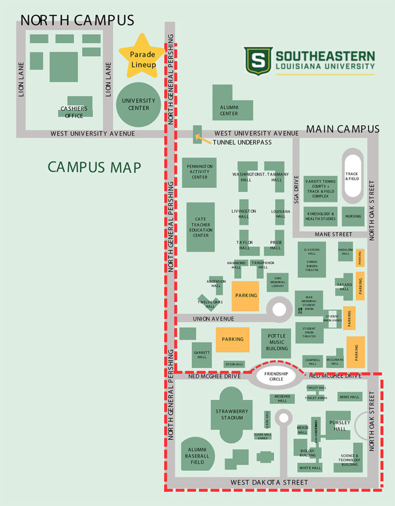 Southeastern Homecoming Parade Map