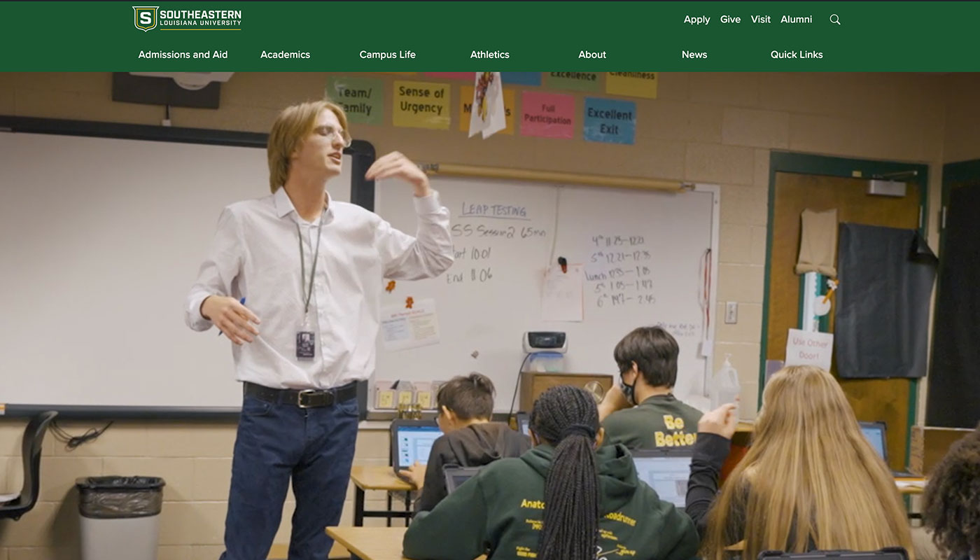 screenshot of slu's website