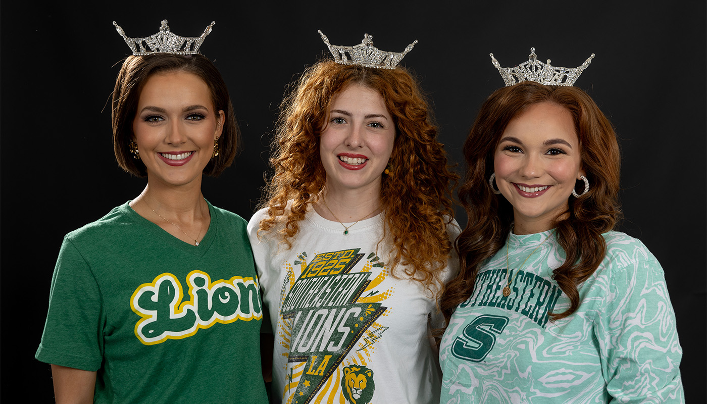 Three Southeastern students will compete in the Miss Louisiana Pageant this month. From left are Shelby Bordelon, Miranda Sensat, and Eva Delatte.
