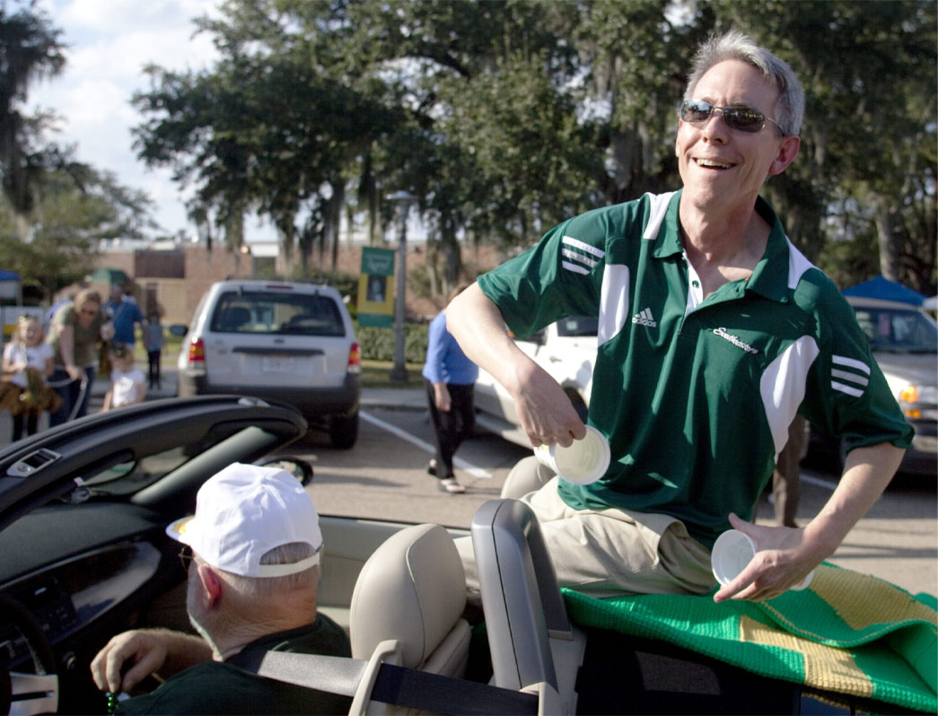 John Crain riding in a parade.
