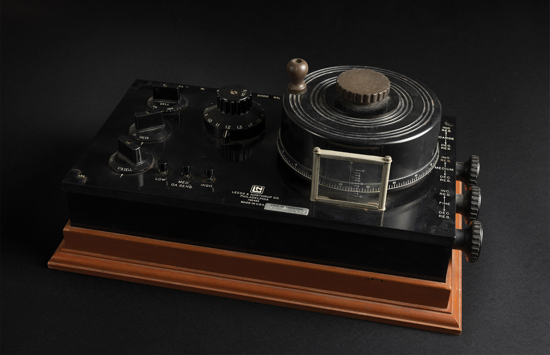 Potentiometer on dark background.
