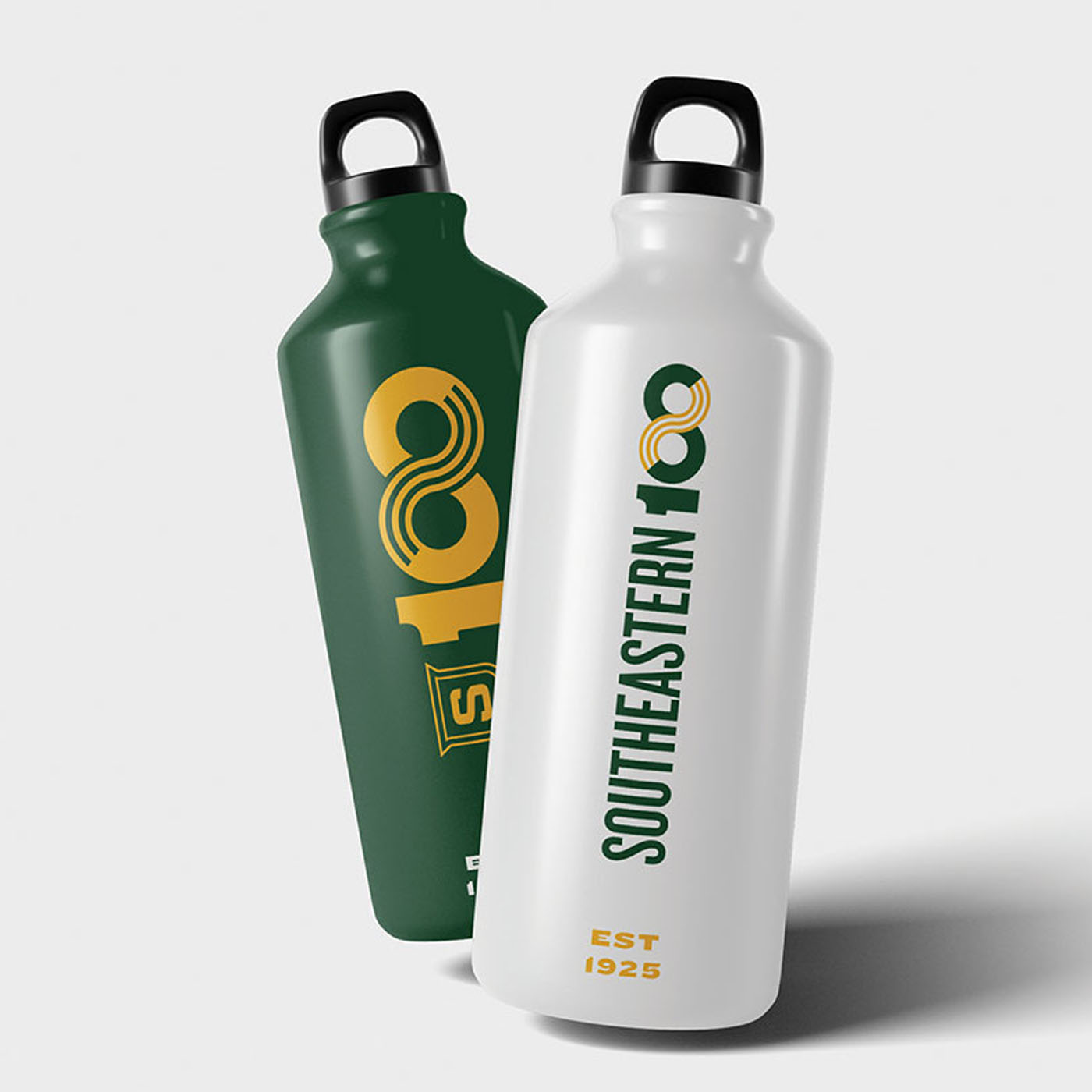 Rendering of Centennial logos on water bottles