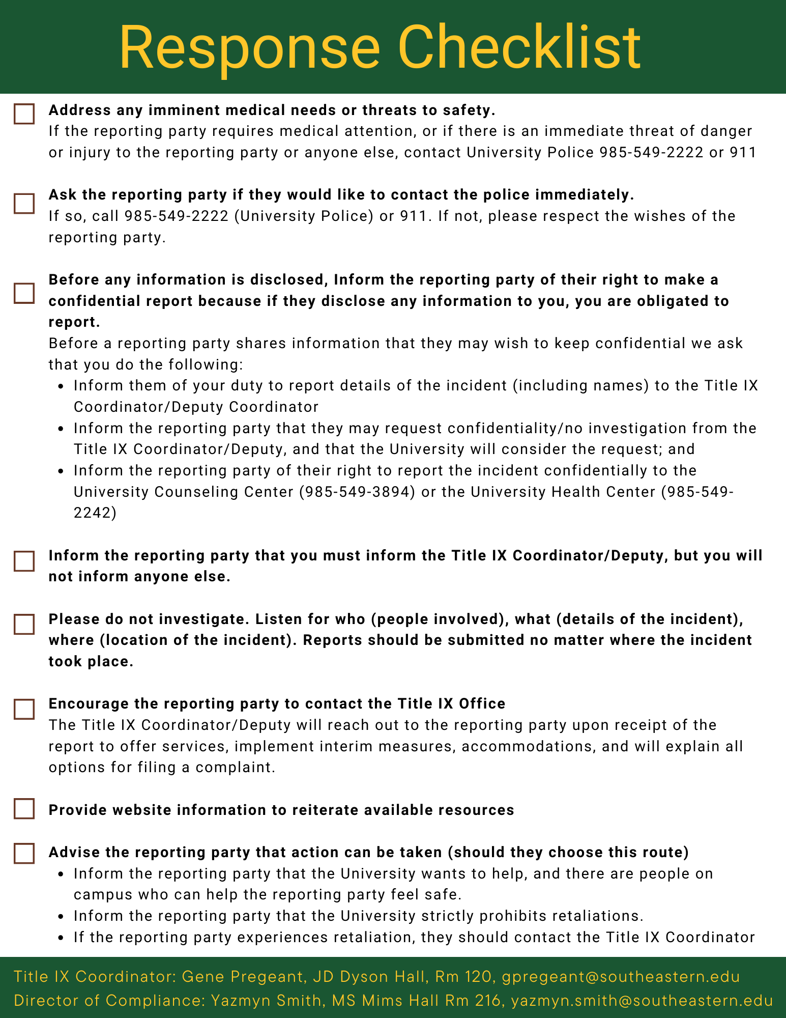 Title IX Responsible Employee Checklist