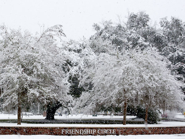 Snow on Southeastern Campus