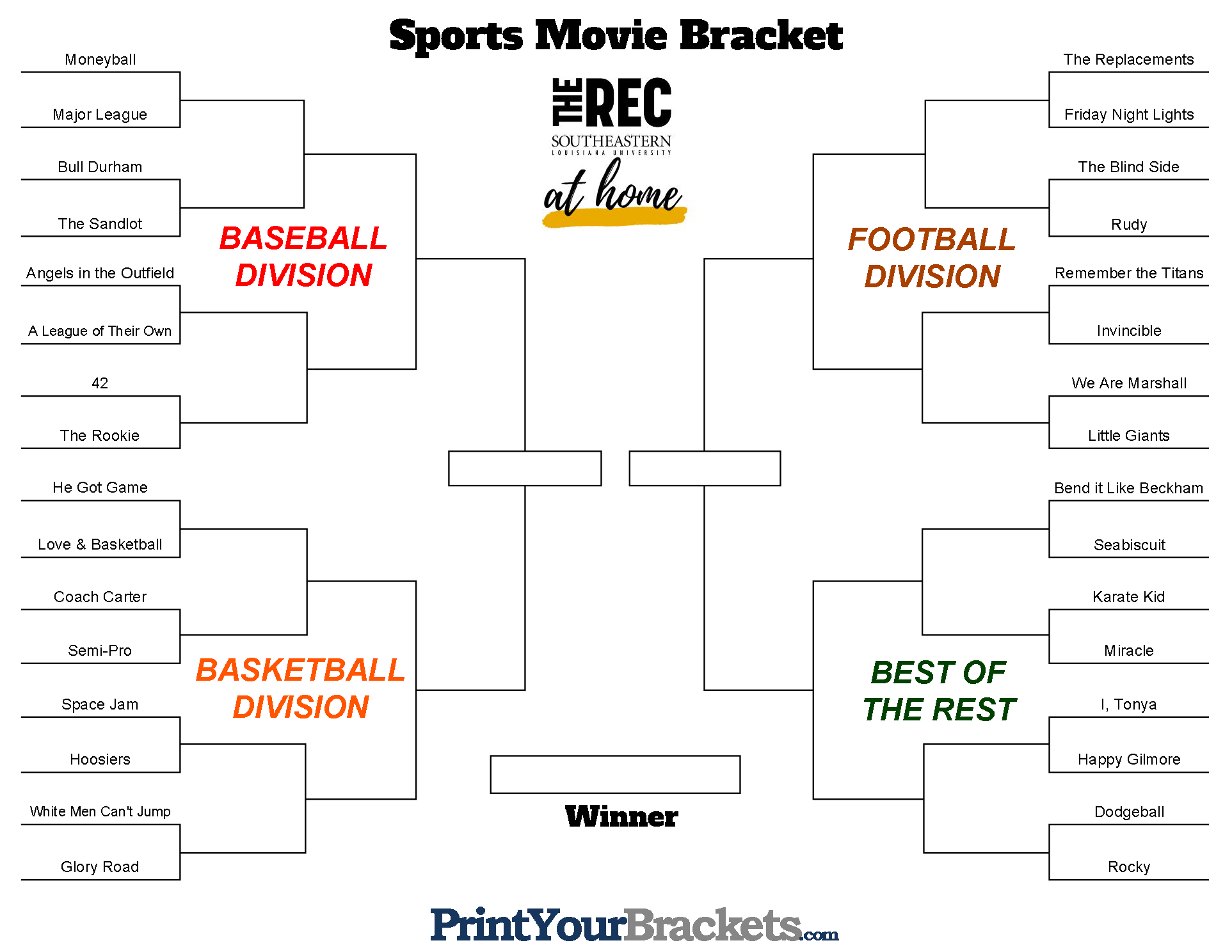 The REC Sports Movie Bracket
